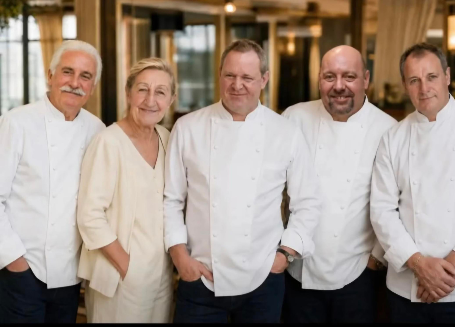 Roger Vergé, Topsi Venter, Dirk Rosiers, Jean-Pierre Malysse en Patrick Henriroux