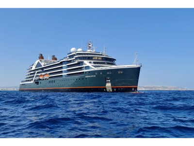 Seabourn Venture sets sail for the first time. (PRNewsfoto/Seabourn)